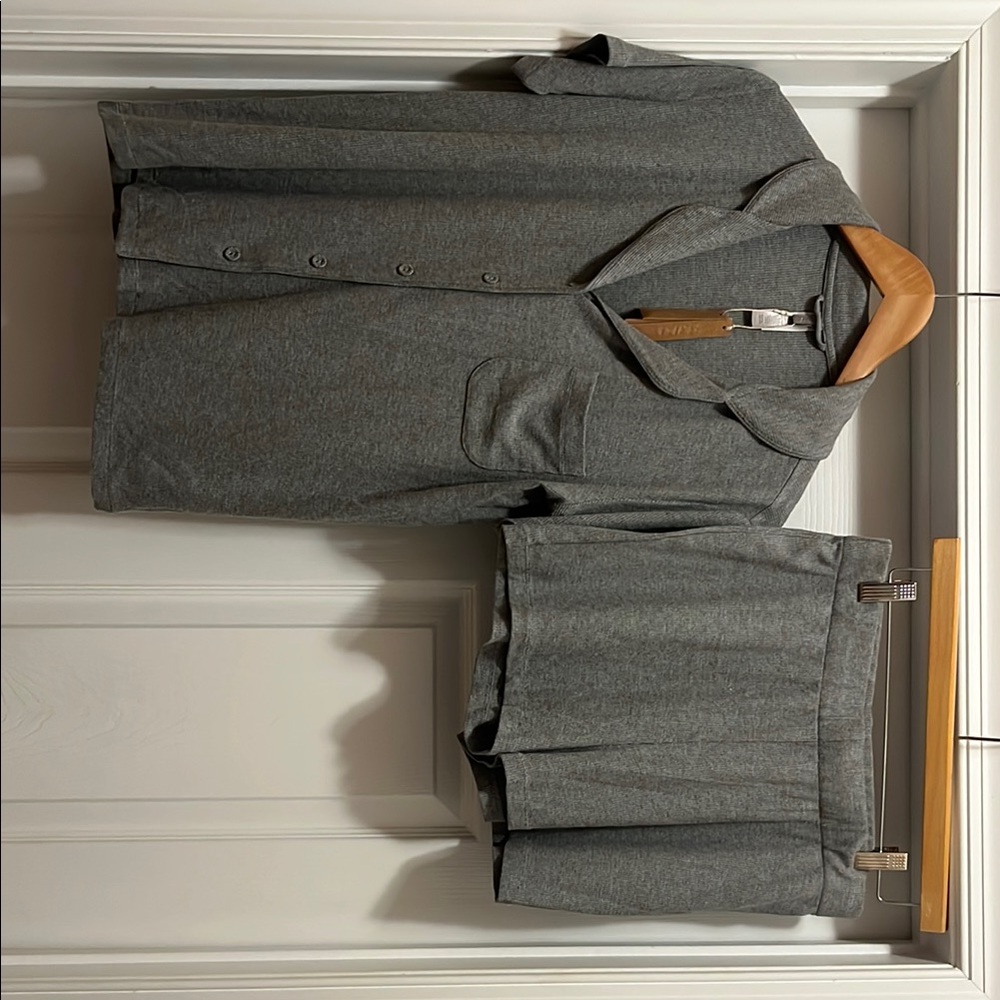 NWT SKIMS Heather Gray Pajama Button-Up Top and Shorts Set